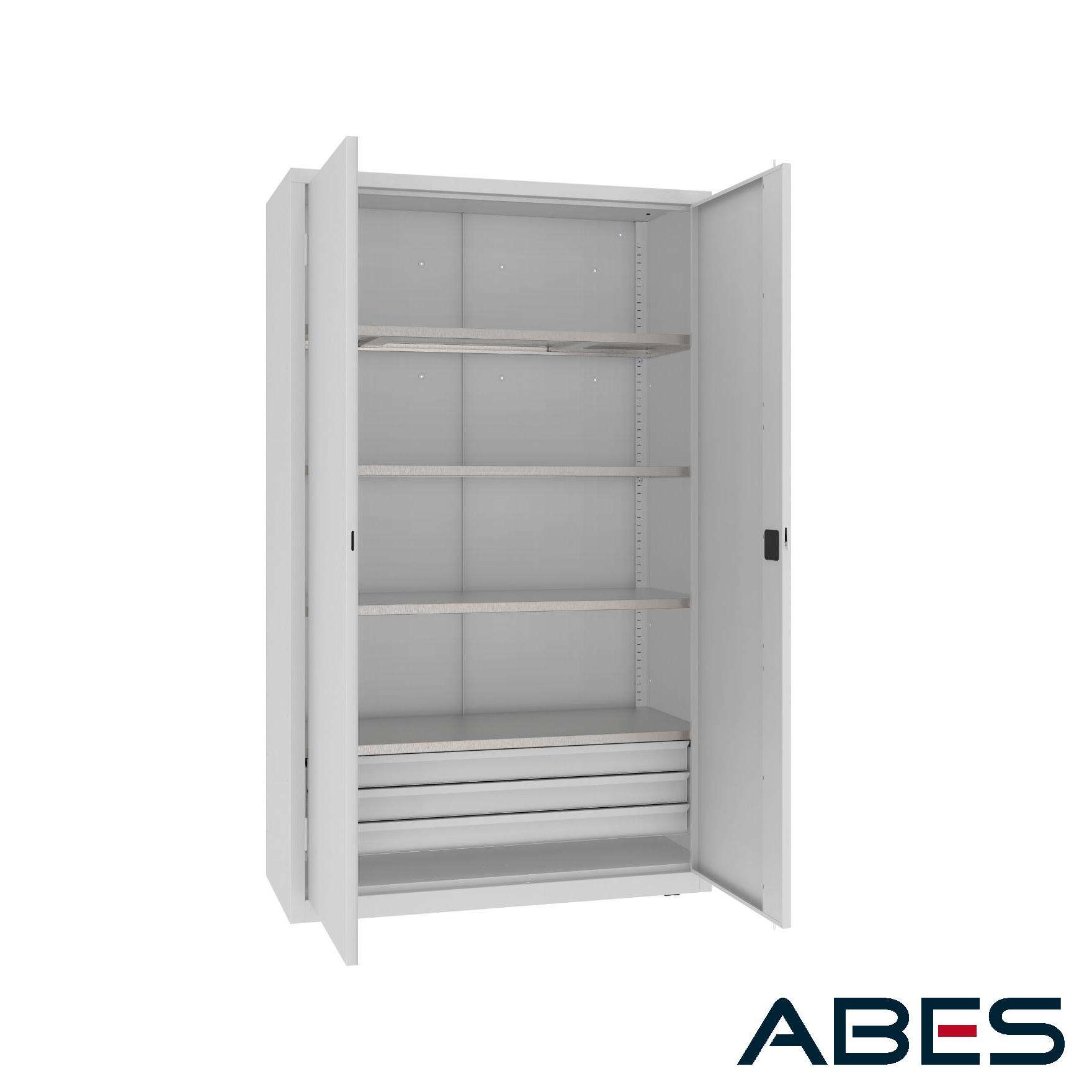 WZMACNIANA SZAFA WARSZTATOWA MSW212/5-26 Z PÓŁKAMI I SZUFLADAMI