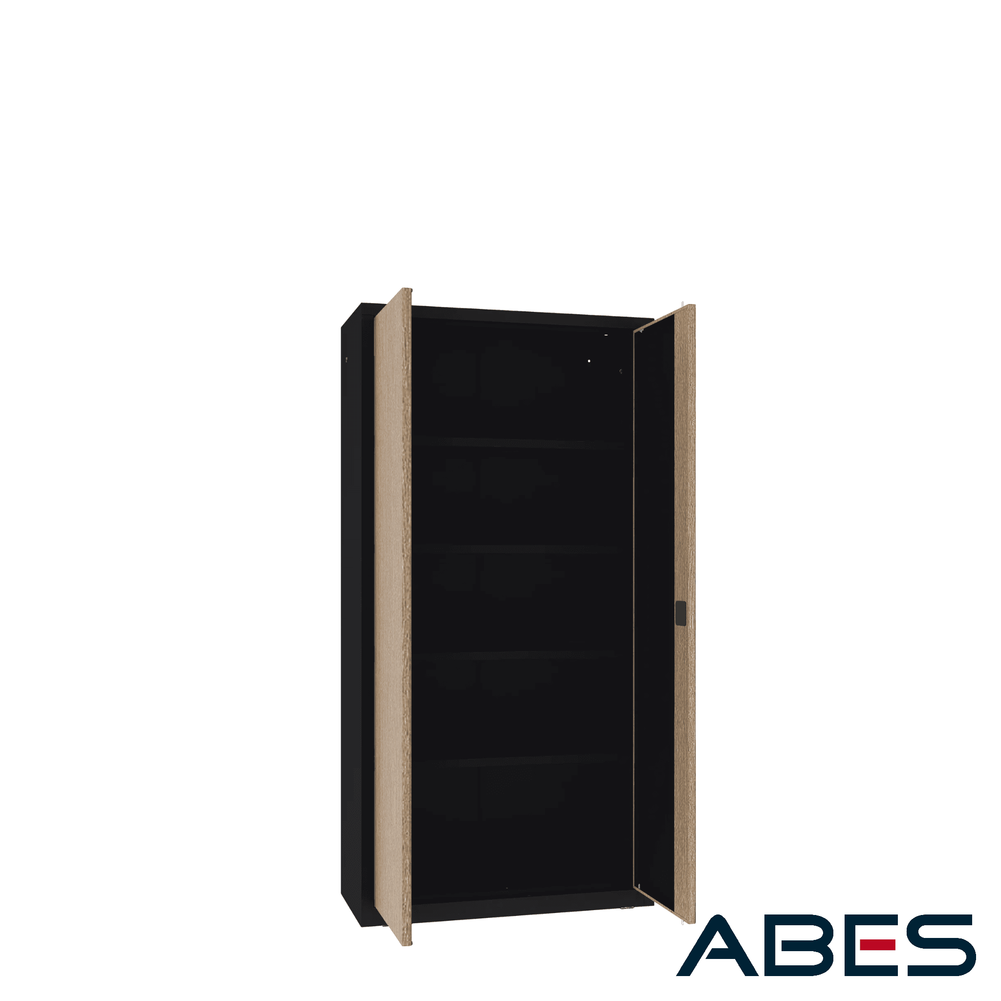 szafa sbm 203 m lx ral 9005 z drzwiami w okleinie dąb malow