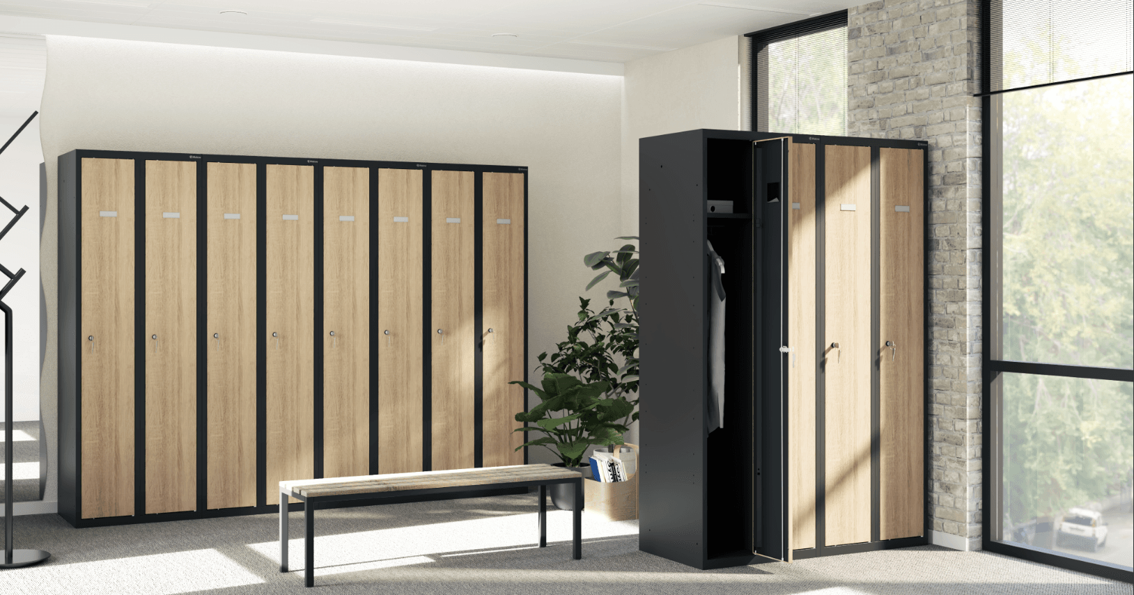 Szafki hybrydowe metalowe z laminatem drewnopodobnym MALOW ABES