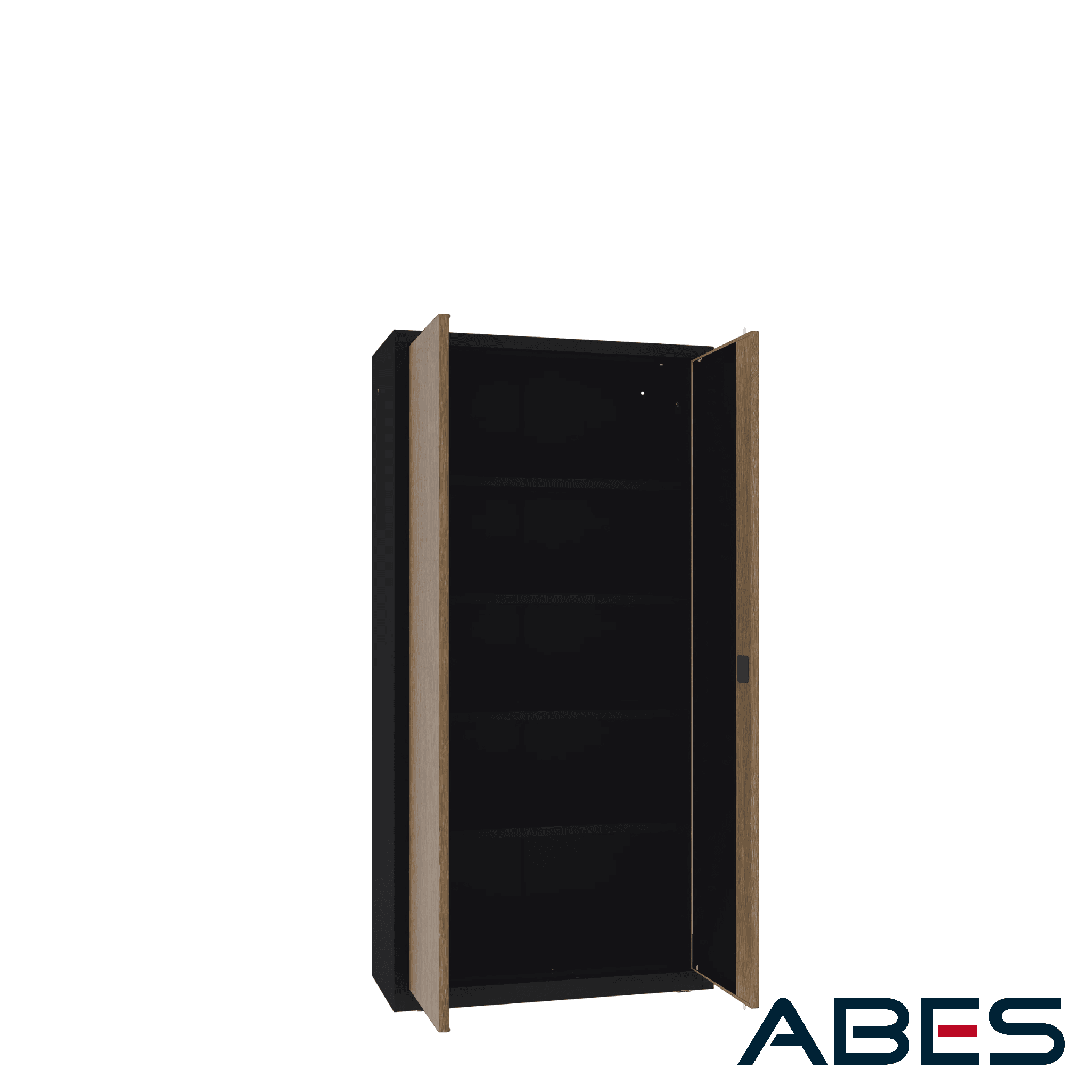 szafa sbm 203 m lx ral 9005 z drzwiami w okleinie orzech włoski malow ZAMKNIĘTE