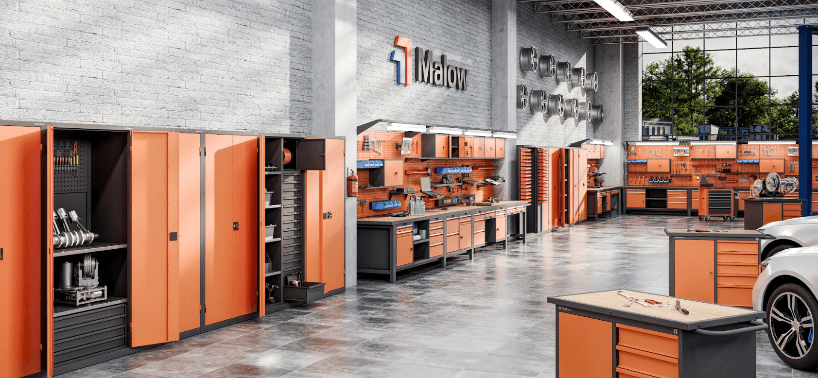 Zabudowa warsztatowa Malow - wózki, stoły warsztatowe | ABES WARSZAWA