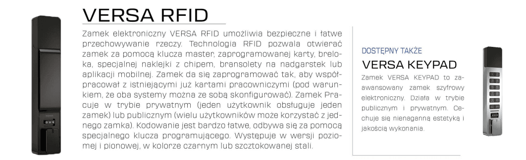 VERSA RFID, ZAMEK RFID MALOW
