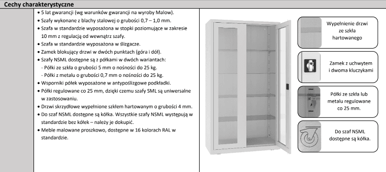 szafa medyczna cechy szaf Malow